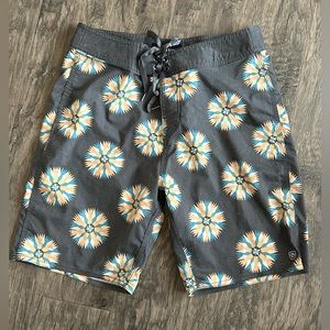 Brixton Men’s Swimsuit. SZ 28 grey (base color)/orange/blue.